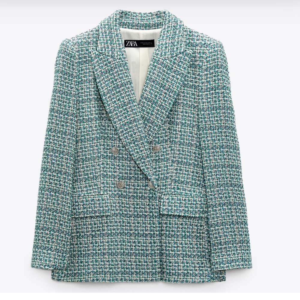 NWT zara TEXTURED DOUBLE BREASTED BLAZER
